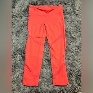 Alo Yoga Leggings‎ Coral XS Cropped Mesh Detail Pocket Logo READ